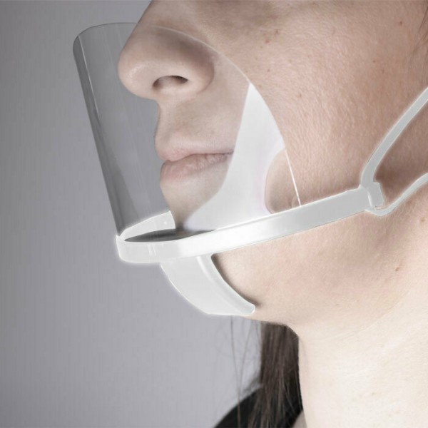 Διάφανη πλαστική προστατευτική μάσκα προσώπου πολλαπλών χρήσεων WHITE PLASTIC FACE MASK 